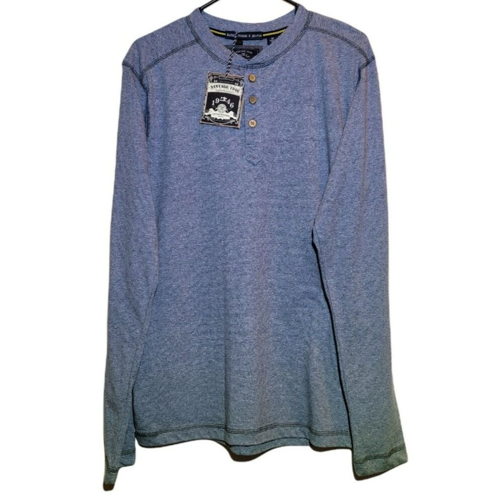 Vintage 1946 Mens Blue T-shirt Long Sleeve Pull-Over Size M  NWT    JH755